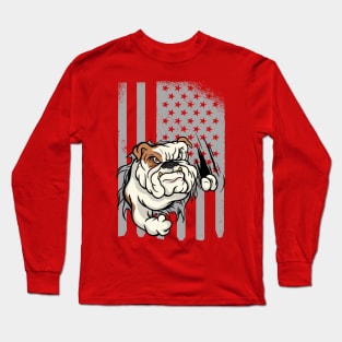 Bulldog American Flag Long Sleeve T-Shirt